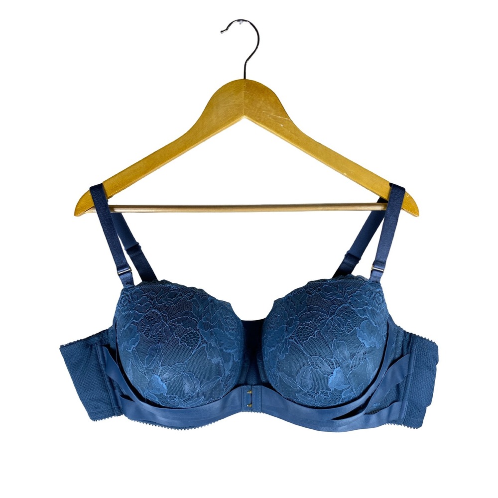 Torrid Blue Lace Push-Up Demi Bra‎ Convertible Straps 48C 11992520 NWT